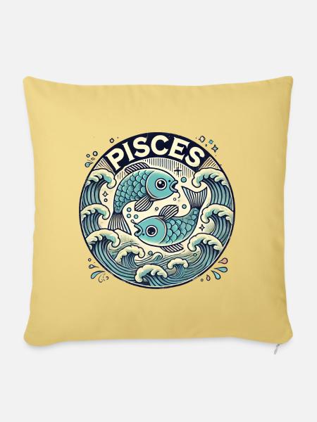 Fische Sternzeichen Fisch Kunst Design - Sofakissen mit Füllung 45 x 45 cm - Hellgelb