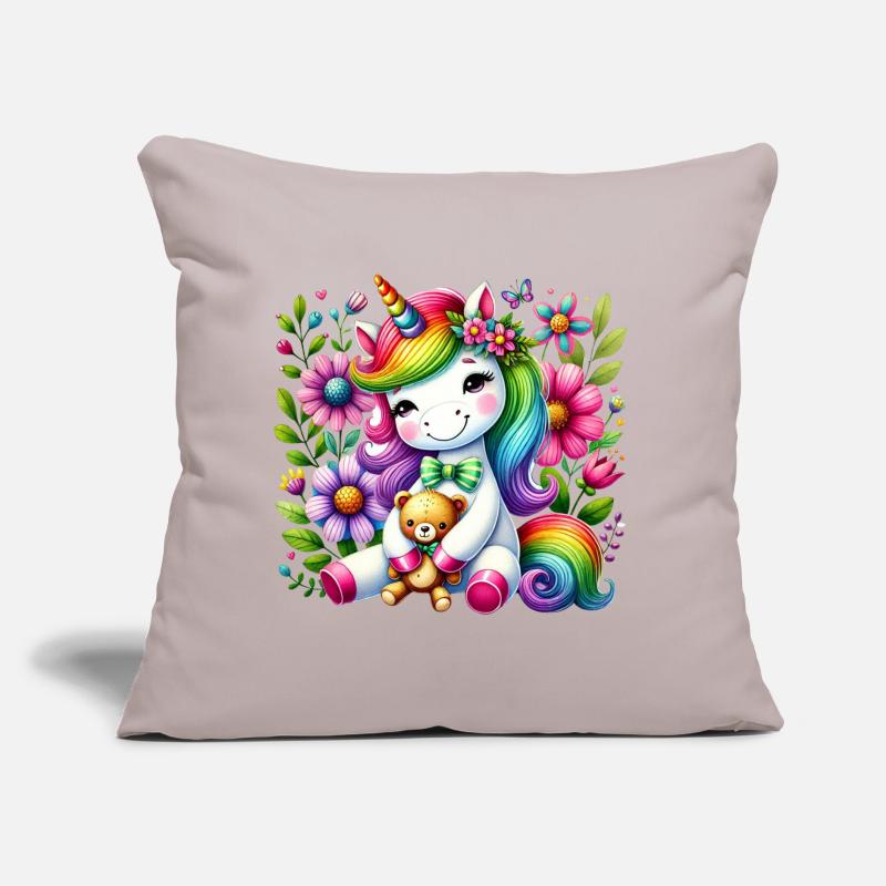 Regenbogen Einhorn Blumentraum Sofakissen mit Füllung 45 x 45 cm