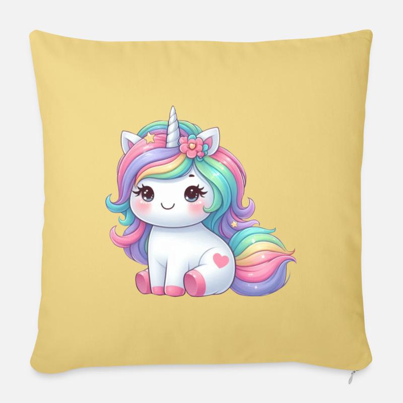 Licorne Argent - Coussin et housse de 45 x 45 cm - jaune délavé
