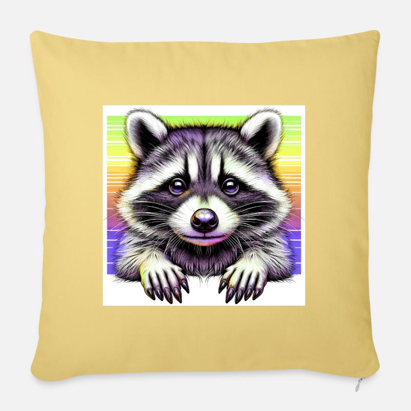 Waschbär - Sofakissen mit Füllung 45 x 45 cm - Hellgelb