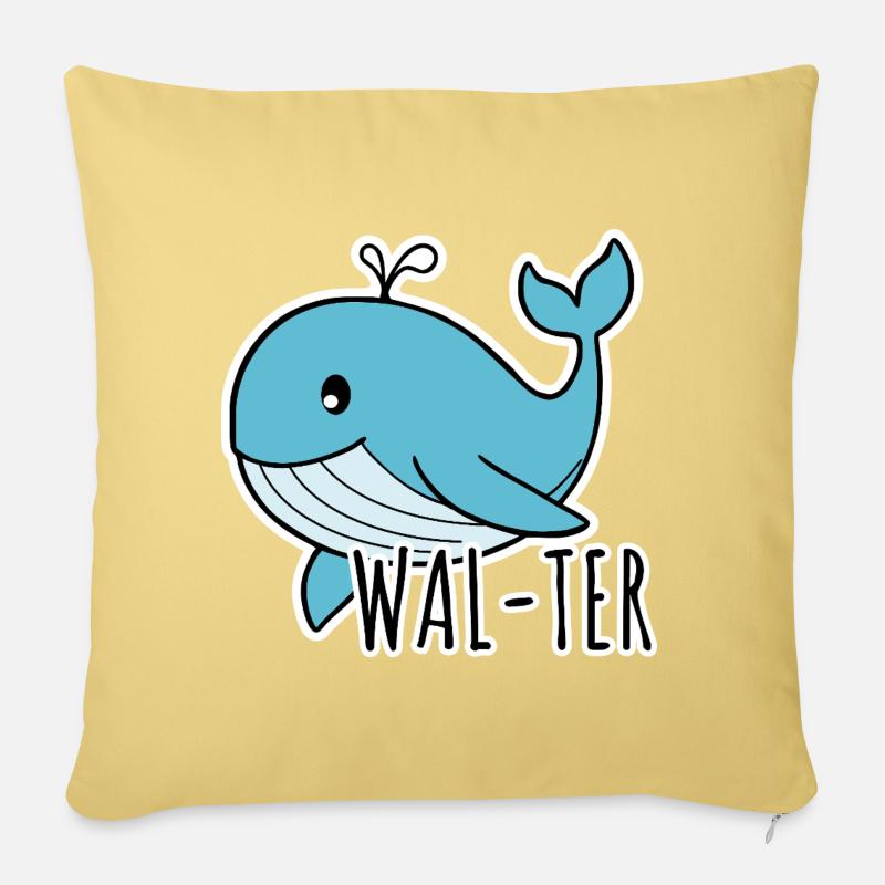 Walter la simpatica balenottera azzurra - Cuscino da divano 45 x 45 cm con riempimento - giallino