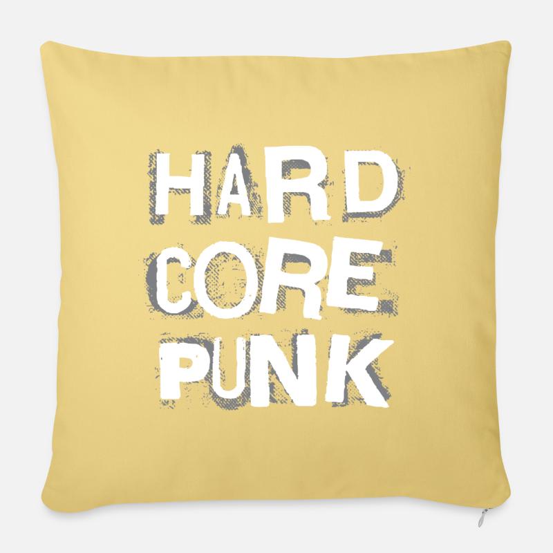 Hardcore Punk Schablone Text - Sofakissen mit Füllung 45 x 45 cm - Hellgelb