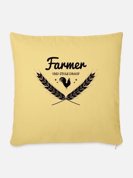 Farmer mit Huhn - Sofakissen mit Füllung 45 x 45 cm - Hellgelb