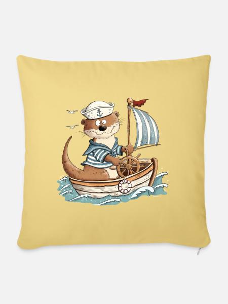 Otter Boot Segeln Segelboot - Sofakissen mit Füllung 45 x 45 cm - Hellgelb