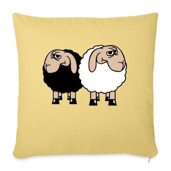 2 Sheep Look Skeptical Offended Friends Team - Sofa pillow with filling 45cm x 45cm - washed yellow - Front