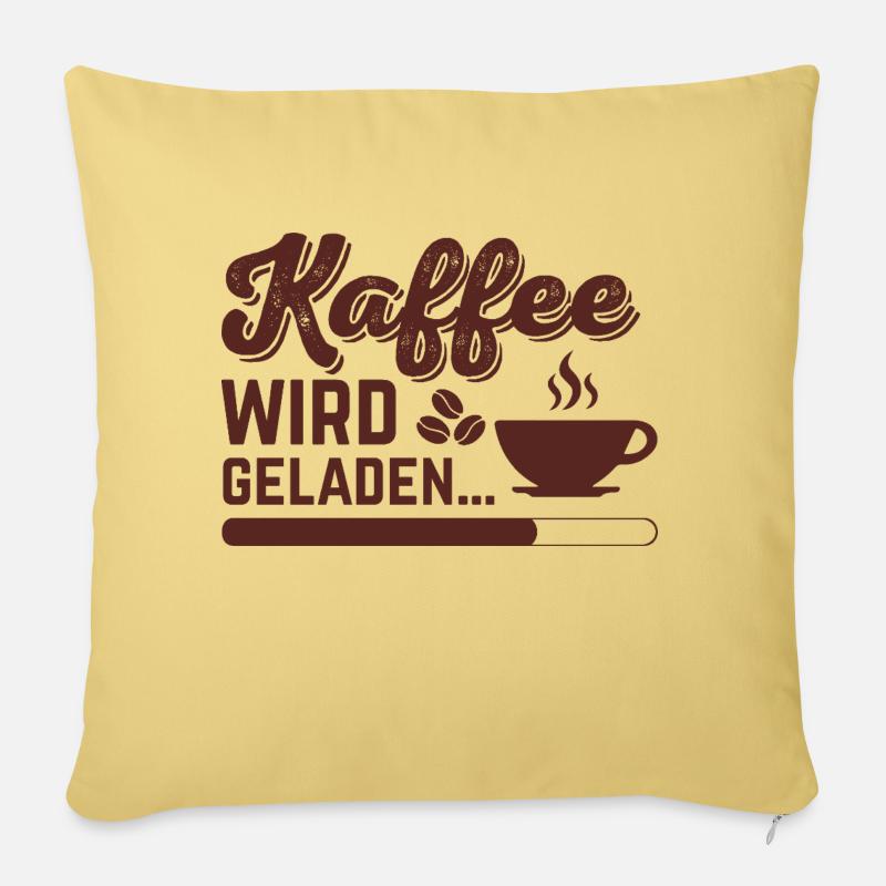 Kaffee wird geladen - Sofakissen mit Füllung 45 x 45 cm - Hellgelb