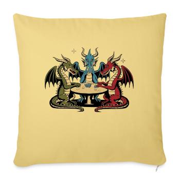 Dragons cartes à jouer - Coussin et housse de 45 x 45 cm - jaune délavé - Devant
