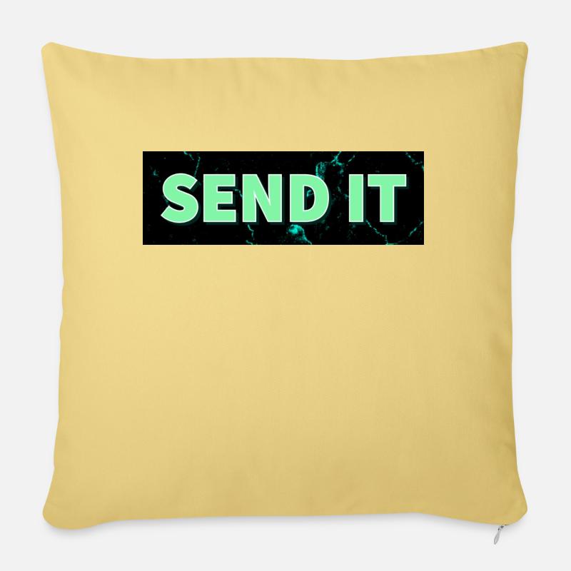 Logo de la boîte SEND IT - Coussin et housse de 45 x 45 cm - jaune délavé