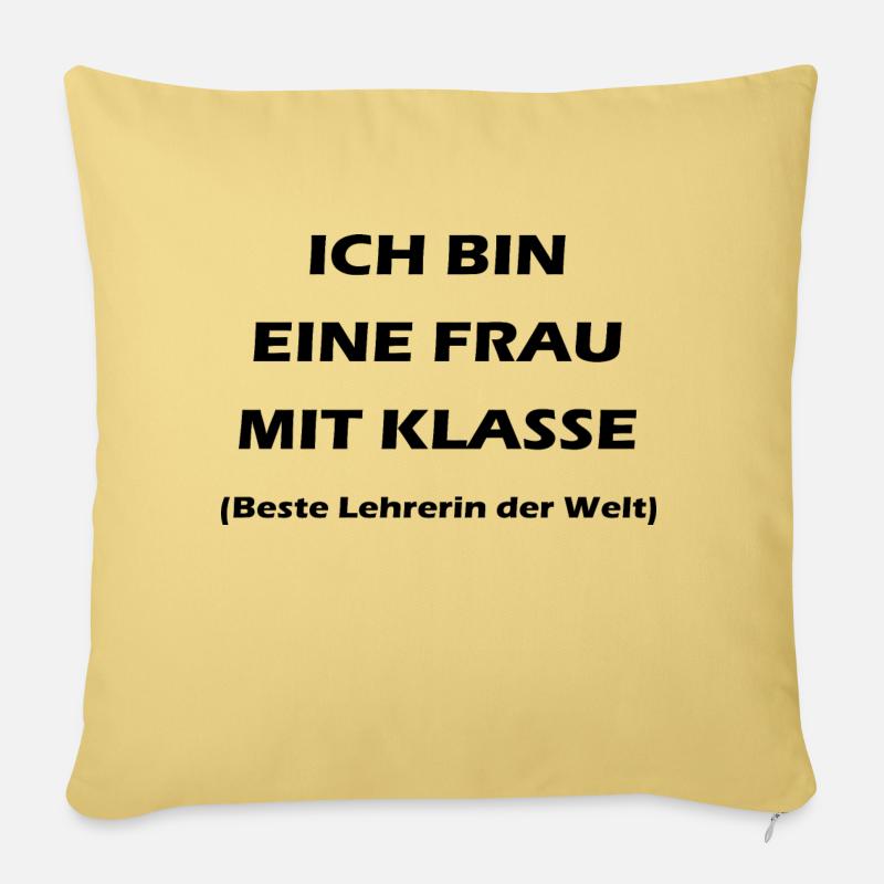 Frau mit Klasse Lehrer Spruch black - Sofakissen mit Füllung 45 x 45 cm - Hellgelb