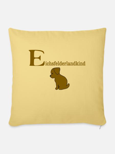 eichsfelderlandkind mit welpe - Sofakissen mit Füllung 45 x 45 cm - Hellgelb