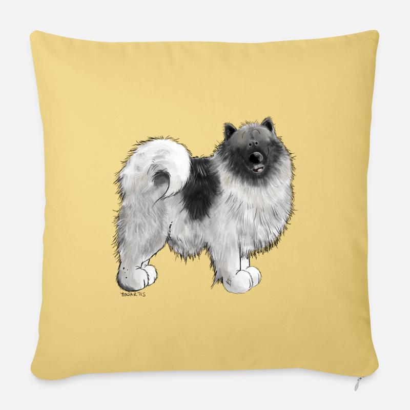 Wolfsspitz Hundemotiv I Comic Hund Geschenk - Sofakissen mit Füllung 45 x 45 cm - Hellgelb