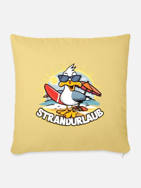 Strandurlaub: Möwe mit Stil - Sofakissen mit Füllung 45 x 45 cm - Hellgelb