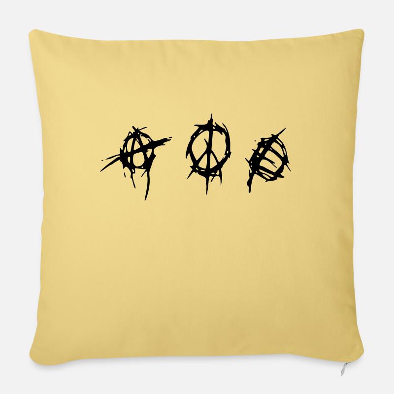 anarchy_peace_equality - Sofakissen mit Füllung 45 x 45 cm - Hellgelb