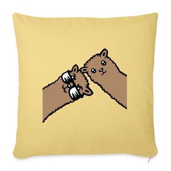 Deux Llamas Marron Alpaga Lunettes de Soleil Curious - Coussin et housse de 45 x 45 cm - jaune délavé - Devant