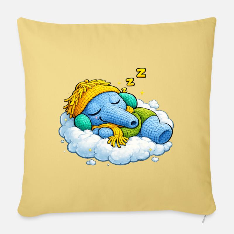 Leo Longnose Sleeping - Sofa pillow with filling 45cm x 45cm - washed yellow