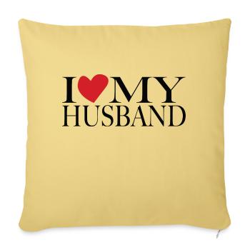 I love my husband - Sofa pillow with filling 45cm x 45cm - washed yellow - Front