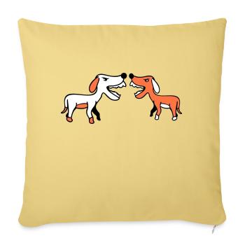 2 dogs bark loudly at Nasty Fight Biting Team - Sofa pillow with filling 45cm x 45cm - washed yellow - Front