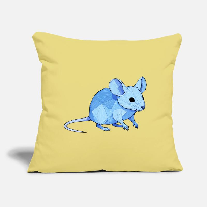 Blauer Low-Poly Maus Sofakissen mit Füllung 45 x 45 cm
