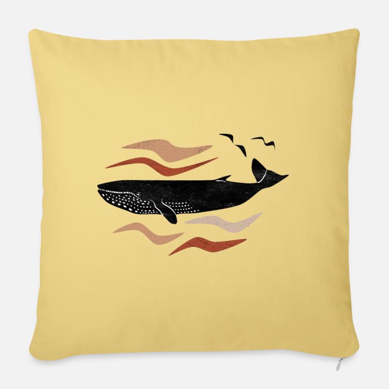 Moby Noir - Coussin et housse de 45 x 45 cm - jaune délavé