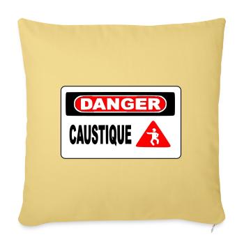 Panneau Danger Caustique - Coussin et housse de 45 x 45 cm - jaune délavé - Devant