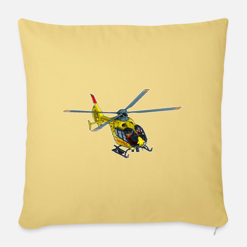 Rettungs Hubschrauber, Helicopter - Sofakissen mit Füllung 45 x 45 cm - Hellgelb