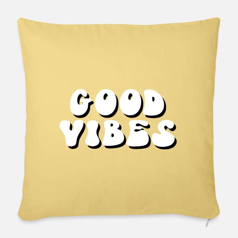 Good Vibes - Coussin et housse de 45 x 45 cm - jaune délavé
