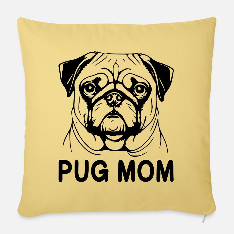 Mops Mom - Sofakissen mit Füllung 45 x 45 cm - Hellgelb