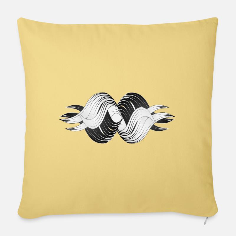 Formes abstraites – Design dynamique en noir et blanc - Coussin et housse de 45 x 45 cm - jaune délavé