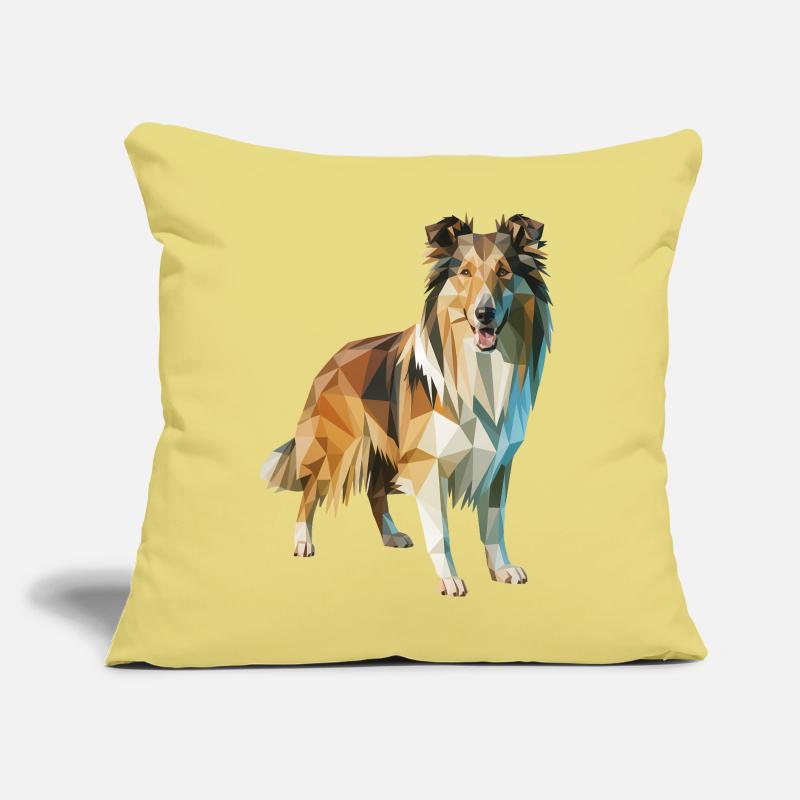 Border Collie - Cooles Low Poly Logo Sofakissen mit Füllung 45 x 45 cm