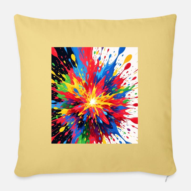 Farbexplosion Druckdesign - Sofakissen mit Füllung 45 x 45 cm - Hellgelb