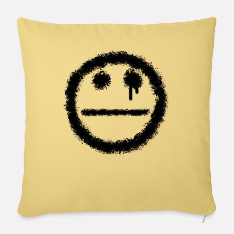 mème smilie - Coussin et housse de 45 x 45 cm - jaune délavé