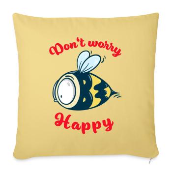 Don't worry be happy - Cute Bee - Sofa pillow with filling 45cm x 45cm - washed yellow - Front