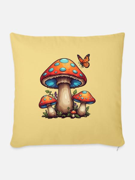 Pilz Mushrooms Butterfly - Sofakissen mit Füllung 45 x 45 cm - Hellgelb