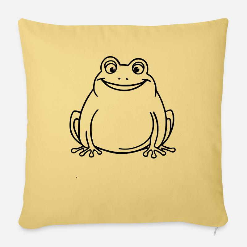 Funny frog as vector illustration - Sofa pillow with filling 45cm x 45cm - washed yellow