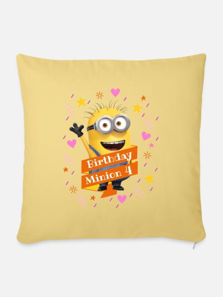 Minions Birthday Minion 4 - Sofakissen mit Füllung 45 x 45 cm - Hellgelb
