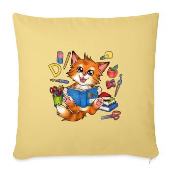 Niedliche Katze Katzenkind mit Zuckertüte Schule - Sofakissen mit Füllung 45 x 45 cm - Hellgelb - Vorne