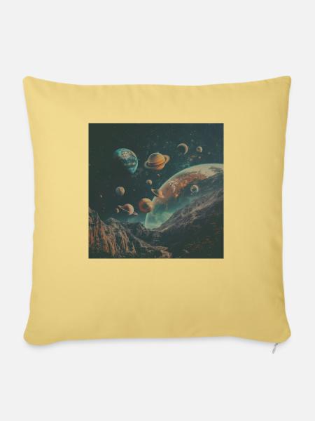 Sonnensystem - Sofakissen mit Füllung 45 x 45 cm - Hellgelb