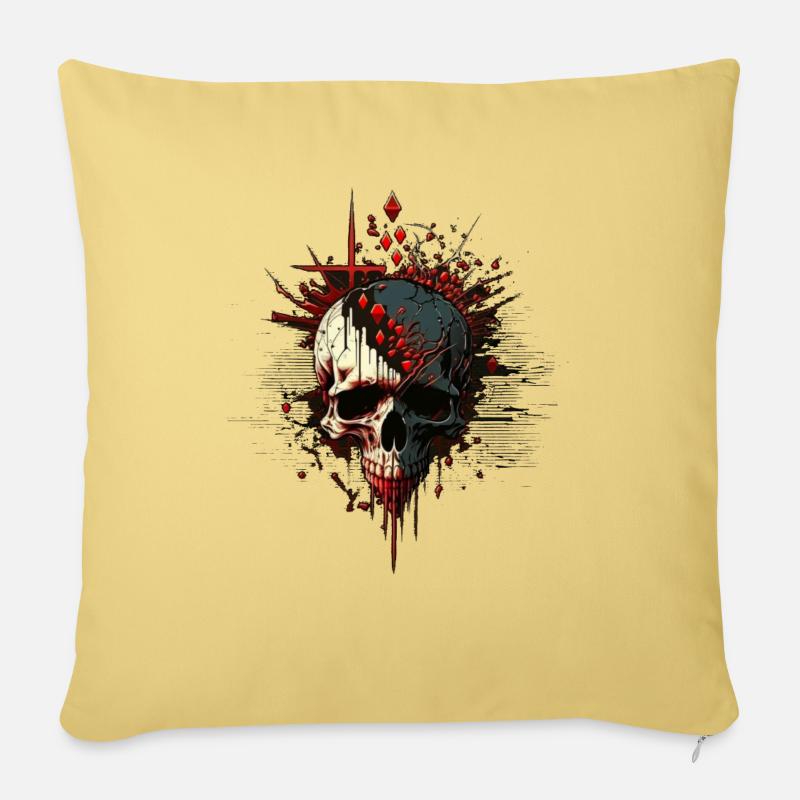 Crâne avec éclaboussures - Coussin et housse de 45 x 45 cm - jaune délavé