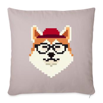 Akita Inu Pixel Art Amoureux des chiens Shiba - Coussin et housse de 45 x 45 cm - taupe clair - Devant