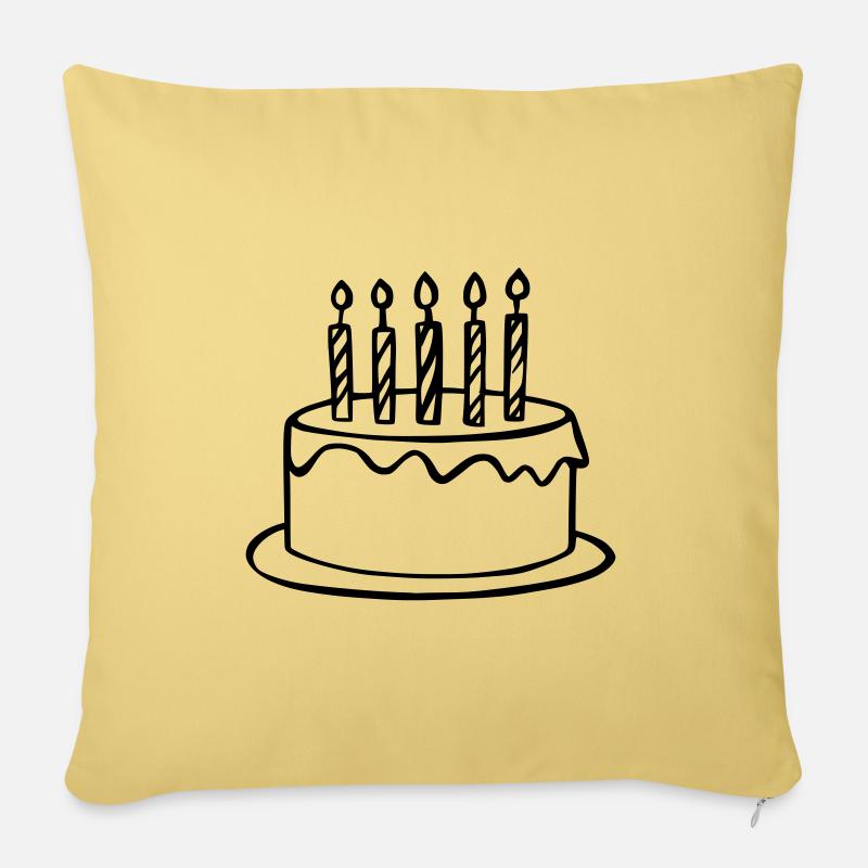 Gâteau d’anniversaire – Conception de célébration sucrée - Coussin et housse de 45 x 45 cm - jaune délavé