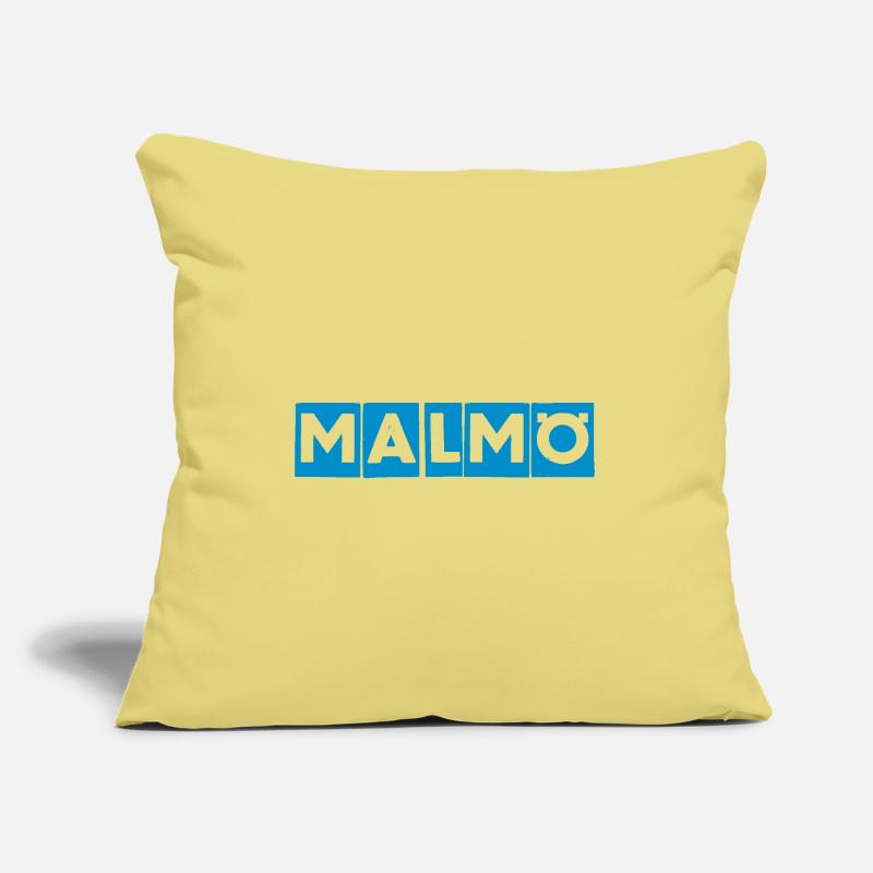 Malmö – Conception de texte bleu Coussin et housse de 45 x 45 cm