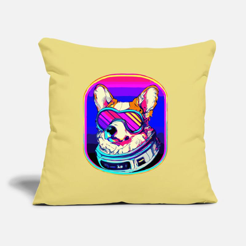 Futuriste Corgi Synthwave Dog Welsh Coussin et housse de 45 x 45 cm