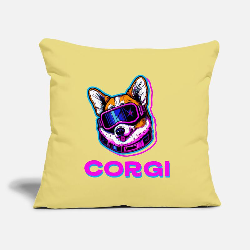 Synthwave Corgi Dog Welsh Sofa pillow with filling 45cm x 45cm