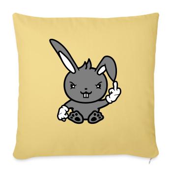 Bunny Middle Finger Show Nasty Naughty Insulting - Sofa pillow with filling 45cm x 45cm - washed yellow - Front