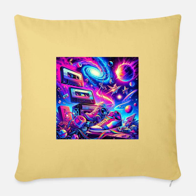 90s space - Sofakissen mit Füllung 45 x 45 cm - Hellgelb
