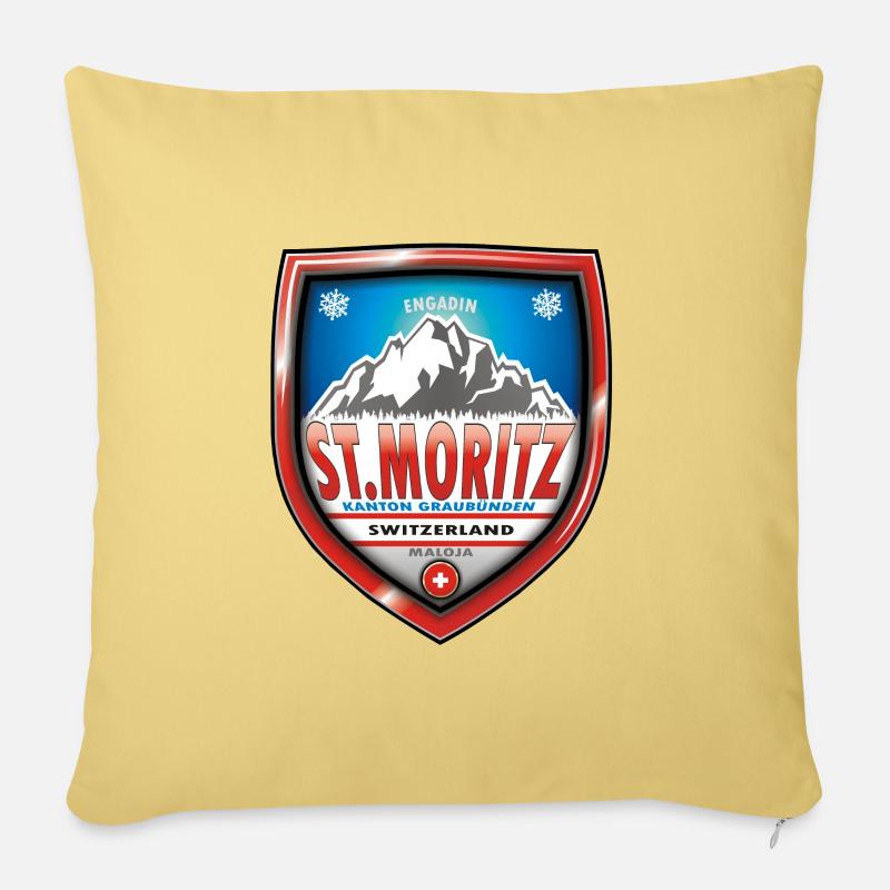 St. Moritz, Schweiz - Sofakissen mit Füllung 45 x 45 cm - Hellgelb