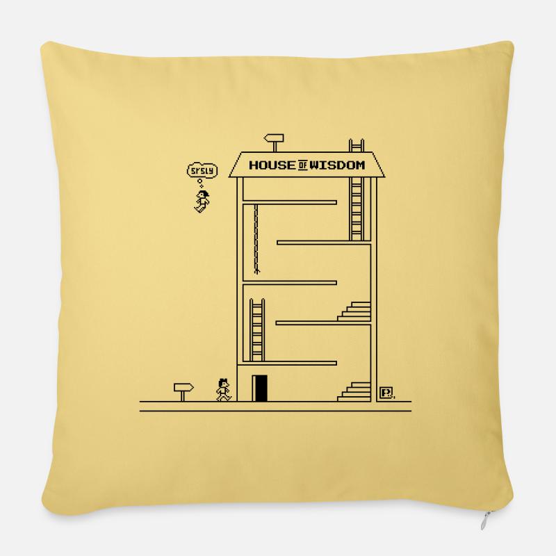 Maison de la sagesse - Coussin et housse de 45 x 45 cm - jaune délavé