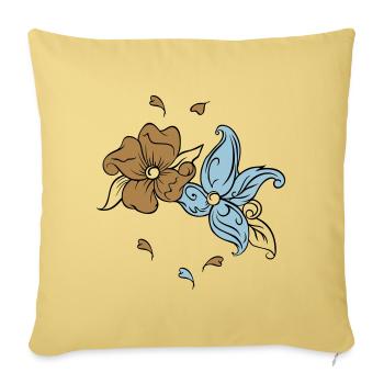 Flower greeting - Sofa pillow with filling 45cm x 45cm - washed yellow - Front