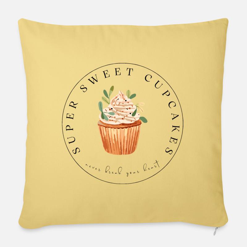 Cadeau de conception de cupcake mignon aquarelle - Coussin et housse de 45 x 45 cm - jaune délavé