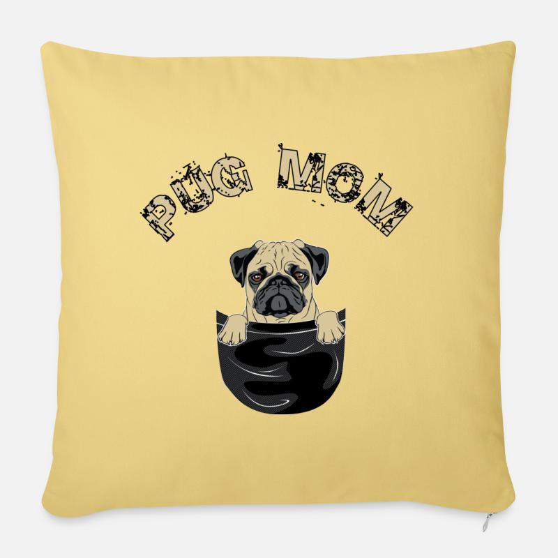 Pug mamma - Cuscino da divano 45 x 45 cm con riempimento - giallino